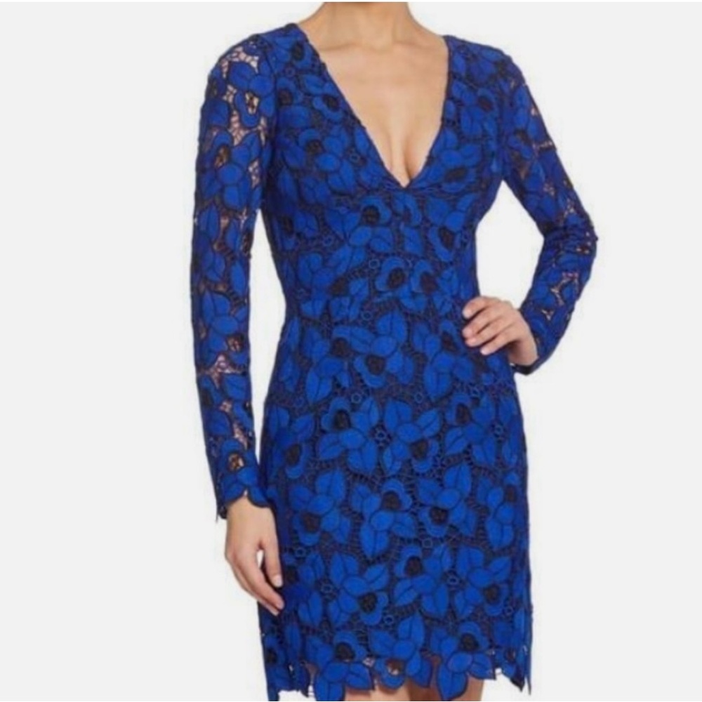 Dress the Population Kathrine Lace Dress in Cobalt Blue size Small